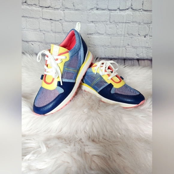 Michael Kors Maddy Mesh Trainer sneakers, Blue/yellow, Size 8 - Picture 9 of 10